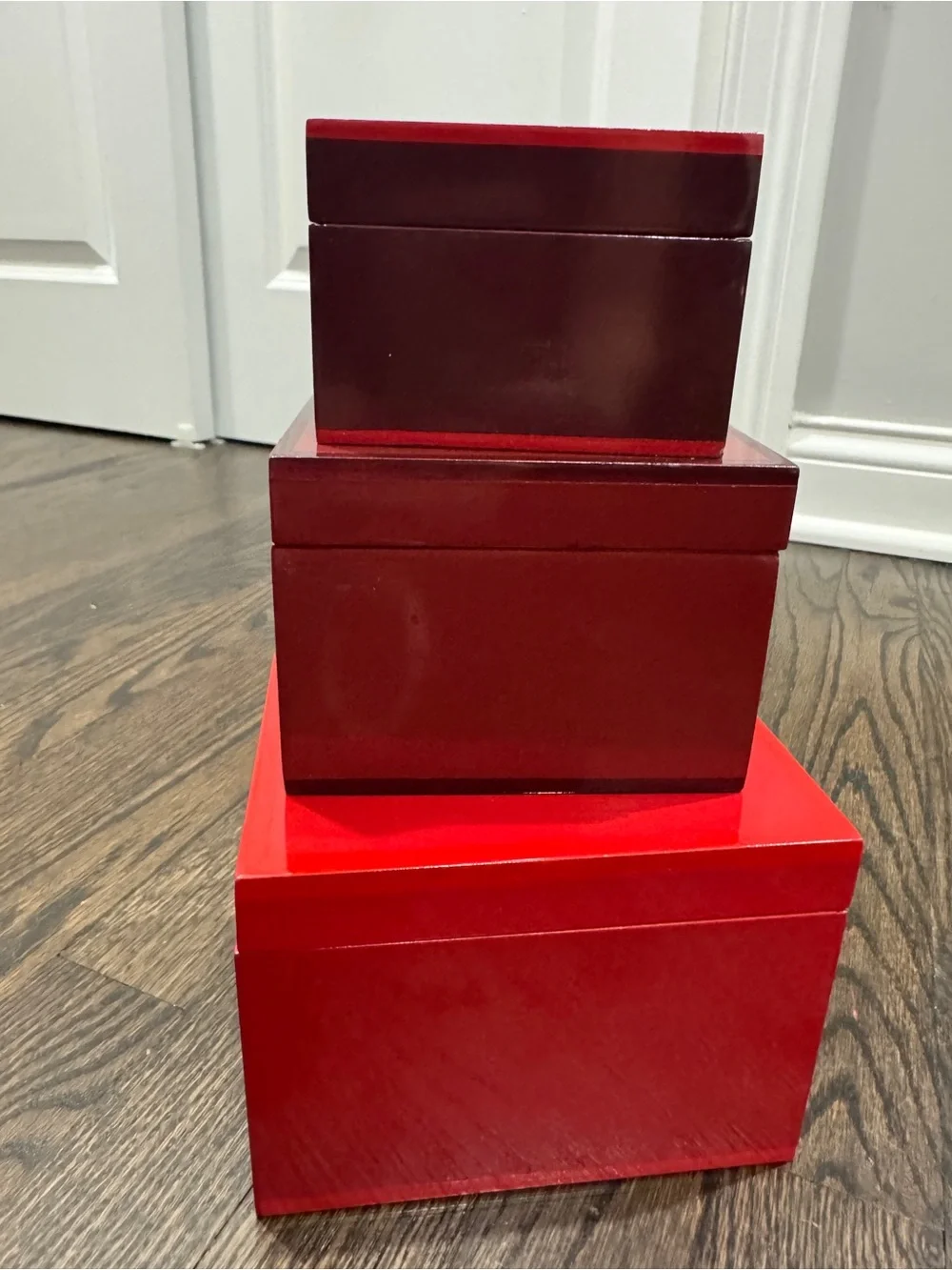 West Elm • Set of 3 Nesting Lacquer Boxes With Lids Jewelry Trinket Decor